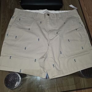 Men's Tan Cactus Embroidered Shorts